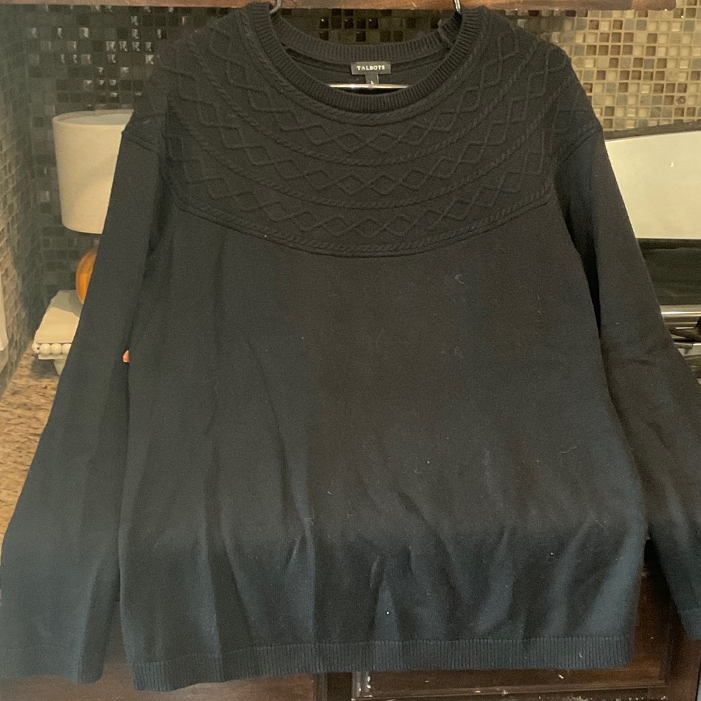 Talbots Black Textured Knit Sweater